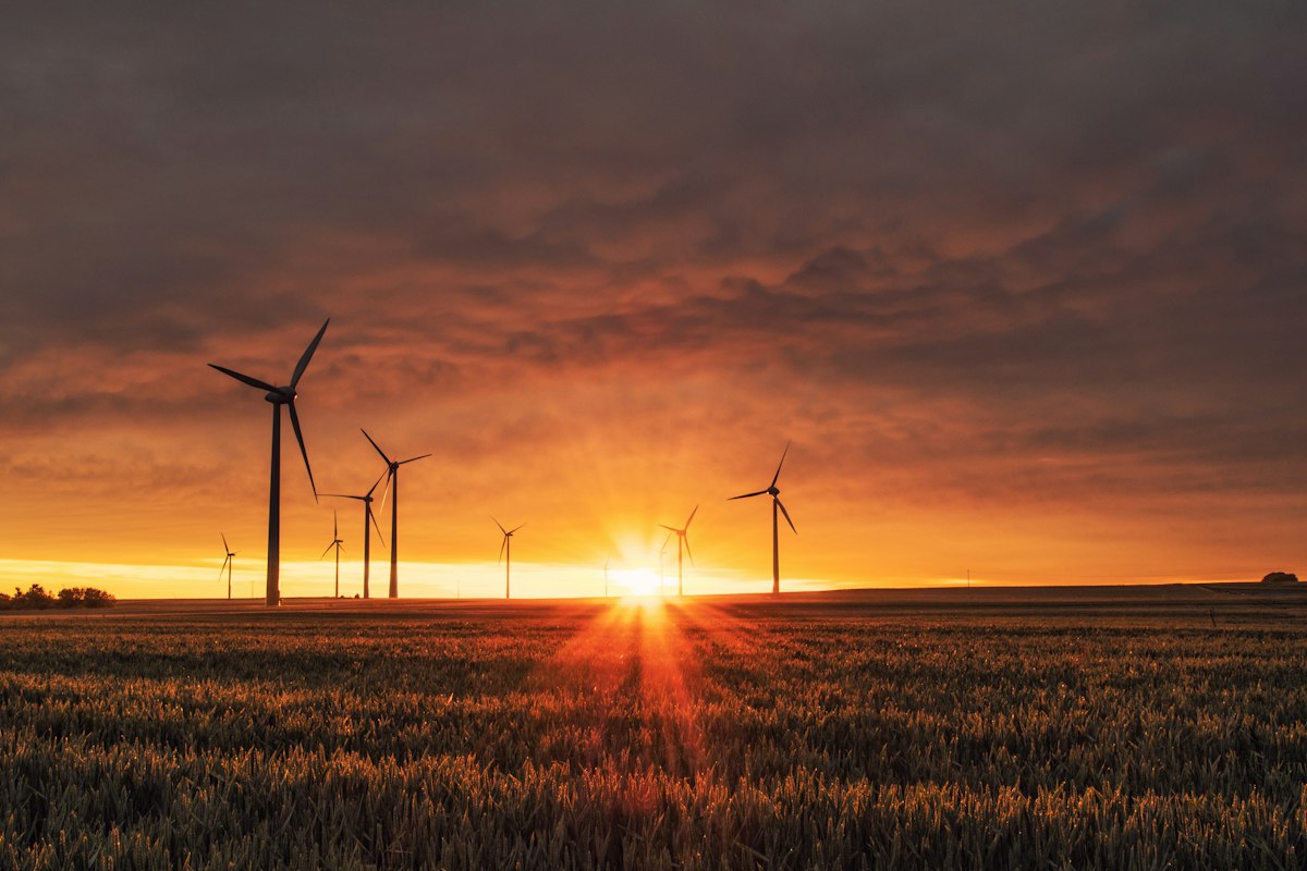 Wind energy infrastructure representing use of proceeds for green bonds.